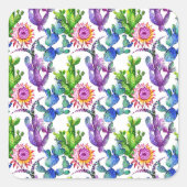 Wildblume Cactus Pattern Quadratischer Aufkleber (Vorderseite)