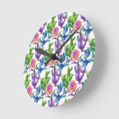 Wildblume Cactus Pattern Runde Wanduhr (Winkel)