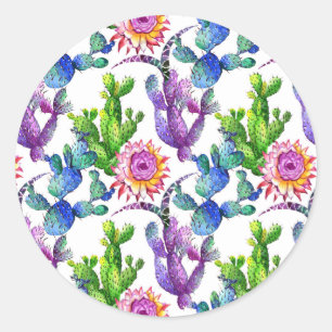 Wildblume Cactus Pattern Runder Aufkleber