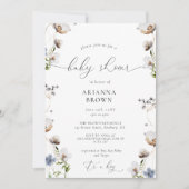 Wildblume Calligraphy Kinderdusche Einladung (Vorderseite)