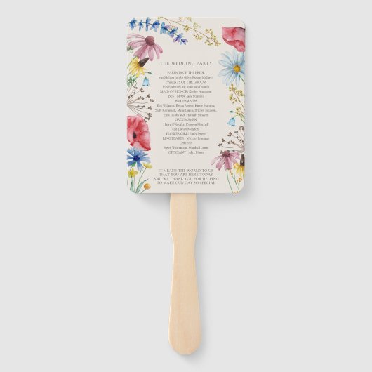 Wildblume Charm Country Floral Wedding Programm Fächer (Rückseite)