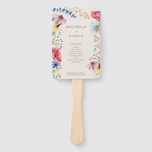 Wildblume Charm Country Floral Wedding Programm Fächer (Vorderseite)