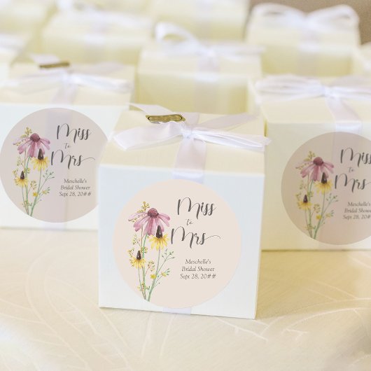 Wildblume Charm Miss zu Frau Country Brautparty Runder Aufkleber