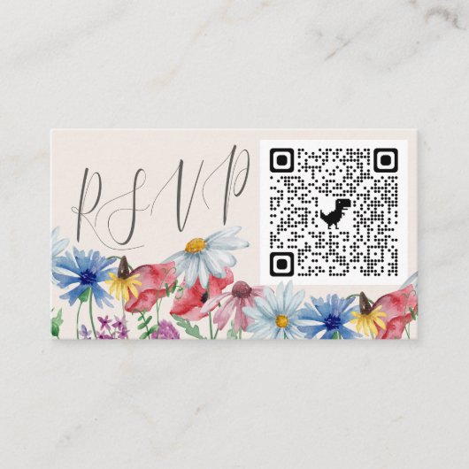 Wildblume Charm Online UAWG QR Code Hochzeit Begleitkarte (Vorderseite)