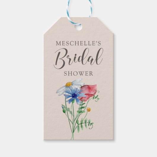 Wildblume Charm Rustikales Brautparty Geschenkanhänger (Vorderseite)