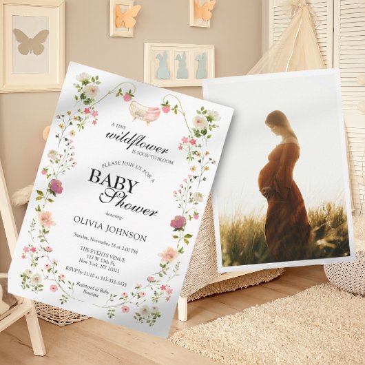 Wildblume Chic Boho Blumengeschlecht Neutrales Fot Einladung