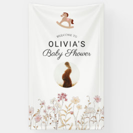 Wildblume Chic Floral Boho Weißes Foto Willkommen Banner