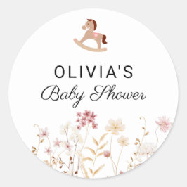 Wildblume Chic Floral Boho Weißes Foto Willkommen Runder Aufkleber