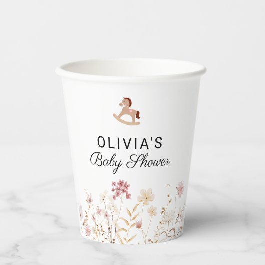 Wildblume Chic Floral Boho White Pappbecher (Vorderseite)