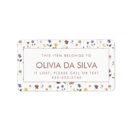 Wildblume Child's School Labels | Anpassbar Adressaufkleber