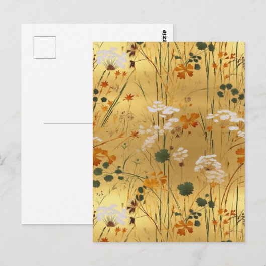 Wildblume Chiyogami Postkarte (Vorne/Hinten)