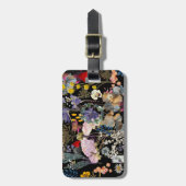 Wildblume Collage Luggage Tag - (schwarzer Hinterg Gepäckanhänger (Vorderseite vertikal)