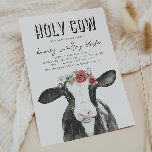 Wildblume Cow Baby Dusche Einladung