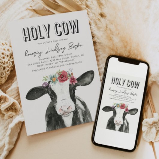 Wildblume Cow Baby Dusche Einladung