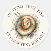 Wildblume Cowgirl Hat Rustic Boho Quinceanera Runder Aufkleber (Vorderseite)