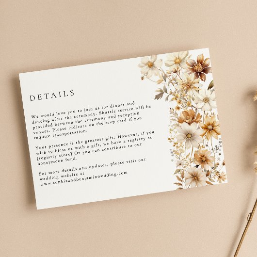 Wildblume Cream Boho Floral Wedding Begleitkarte