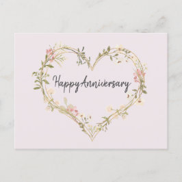Wildblume Cream Pink Heart Happy Anniversary Postkarte