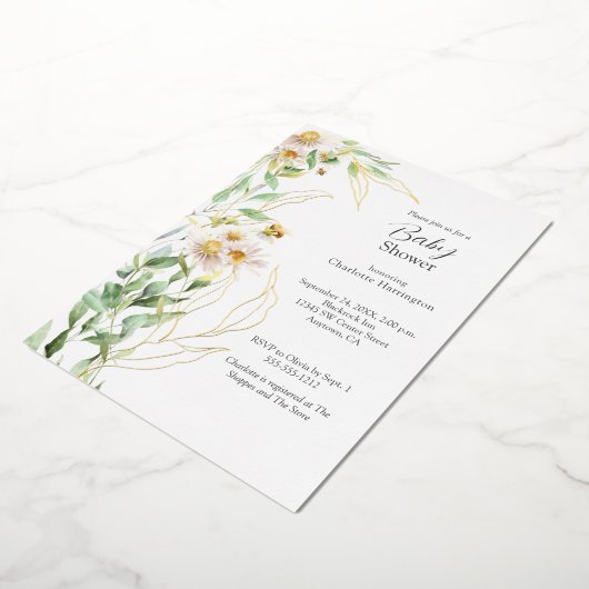 Wildblume Daisy Border Babydusche Folieneinladung (Gedreht)