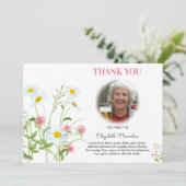 Wildblume Daisy Foto Beileid Beerdigung Dankeskarte (Stehend Vorderseite)