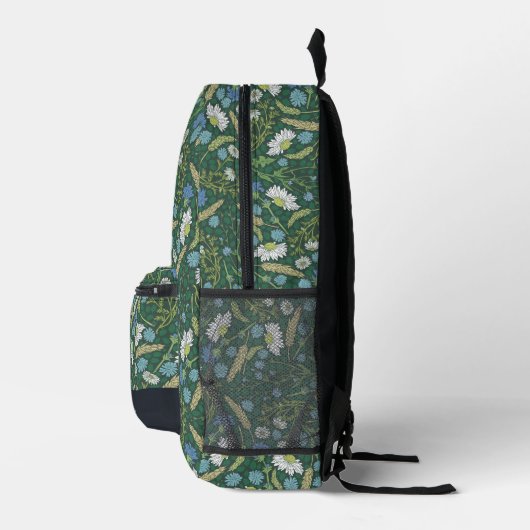 Wildblume Daisy Pattern Forest Green Bedruckter Rucksack (Rechts)