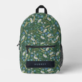 Wildblume Daisy Pattern Forest Green Bedruckter Rucksack (Vorderseite)
