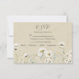 Wildblume Daisy Wedding RSVP Karte