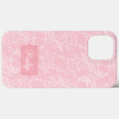 Wildblume Damask gemustert rosa Name  Case-Mate iPhone Hülle (Rückseite (Horizontal))