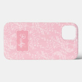 Wildblume Damask gemustert rosa Name Case-Mate iPhone Hülle (Rückseite (Horizontal))