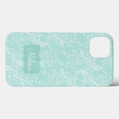 Wildblume Damask gemusterter aquamariner Name IPAD Case-Mate iPhone Hülle (Rückseite (Horizontal))