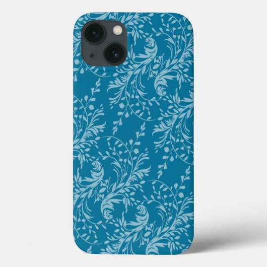 Wildblume-Damaske gemusterter aquamariner Blaue Pi Case-Mate iPhone Hülle (Rückseite)