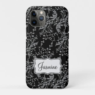Wildblume-Damaske schwarz grau mit dem Namen Case-Mate iPhone Hülle