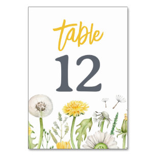 Wildblume Dandelion Garden Wedding Tischnummer