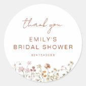 Wildblume Dank Brautparty in Bloom Runder Aufkleber (Vorderseite)