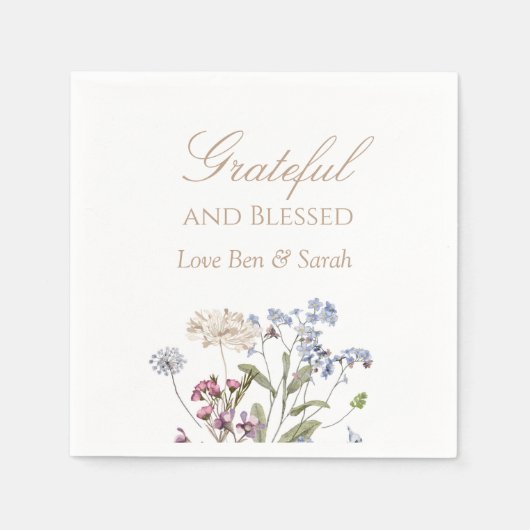 Wildblume Dankbarkeit und Selig Fall Party Napkin Serviette (Vorderseite)