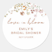 Wildblume Dankeschön Brautparty Liebe in Bloom Runder Aufkleber (Vorderseite)