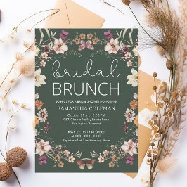 Wildblume Dark Green Bridal Brunch Brautparty Einladung