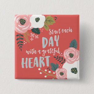 Wildblume Daydreams - Dankbare Herztypografie Button