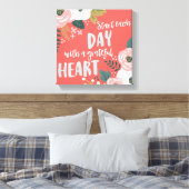 Wildblume Daydreams - Dankbarkeit Herztypografie Leinwanddruck (Insitu (Schlafzimmer))