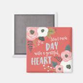 Wildblume Daydreams - Dankbarkeit Herztypografie Magnet (Vorderseite/Rückseite)