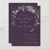 Wildblume Deep Pflaume Paare Brautparty Einladung (Vorne/Hinten)