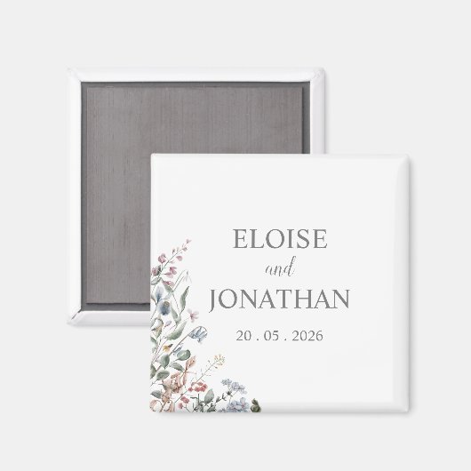 Wildblume Delicate Floral speichern das Datumsfens Magnet (Vorderseite/Rückseite)