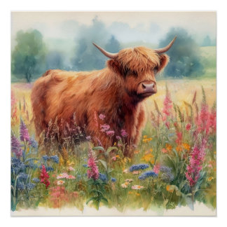 Wildblume der Hochglanzkühe Poster
