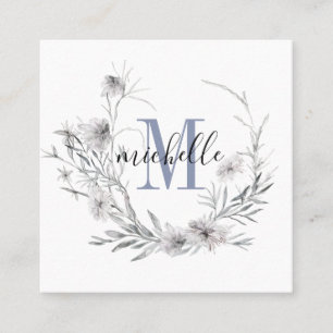 Wildblume der personalisierten floralen Monogramm Quadratische Visitenkarte
