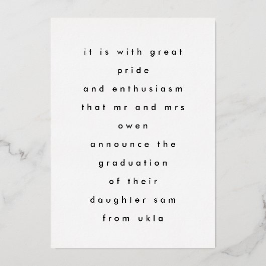 Wildblume der Pressekonferenz von Gold Leaf Foil Folieneinladung (Rückseite)