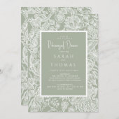 Wildblume der schlichten Seite Grüne Linie Einladung (Vorne/Hinten)