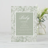 Wildblume der schlichten Seite Grüne Linie Einladung (Stehend Vorderseite)