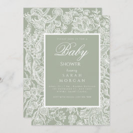 Wildblume der schlichten Seite Grüne Linie Einladung