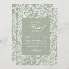 Wildblume der schlichten Seite Grüne Linie Einladung