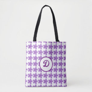 Wildblume der Wasserfarbe lila Botanische Monogram Tasche
