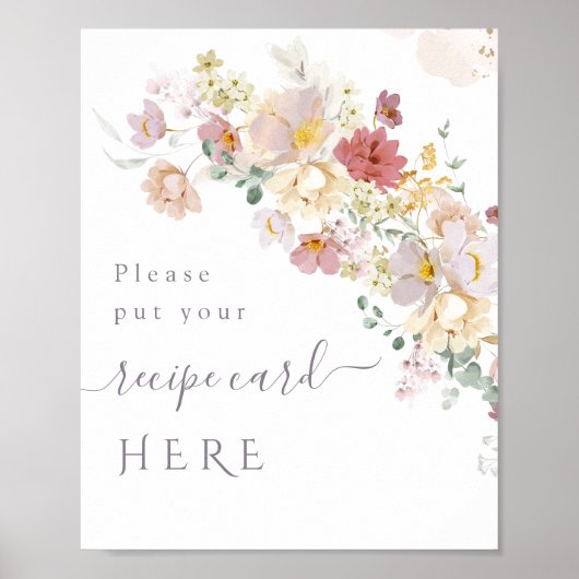 Wildblume der Wasserfarbe Lila Brautrezept Poster (Vorne)